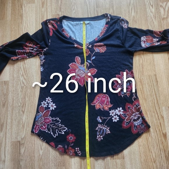 Maurices Black Floral Long Sleeve Top - Picture 7 of 8